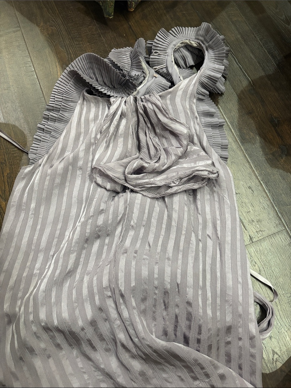 BCBG Pleated Striped Sleeveless Women's Top in Light Purple